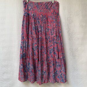 Chaps Maxi Skirt Womens Small Floral Tiered Pull On Peasant Multicolor Boho
